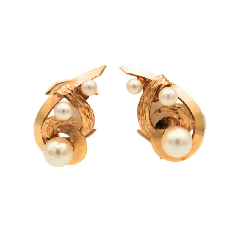 Boucle Clip perles de culture or 18k