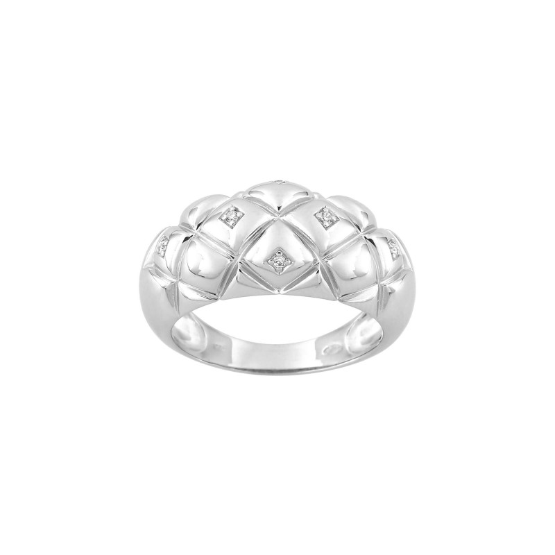 Bague en argent rhodié et oxyde de zirconium