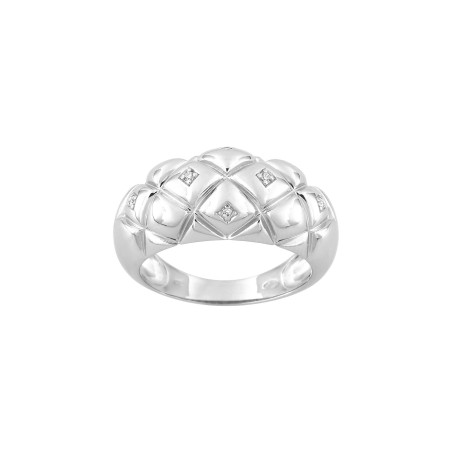 Bague en argent rhodié et oxyde de zirconium
