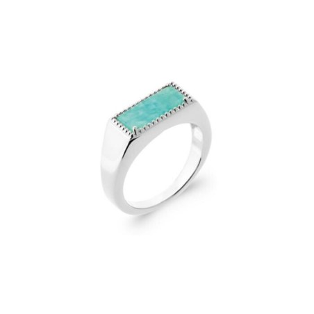 Bague en argent rhodié et amazonite - bijouterie haillot la seyne sur mer