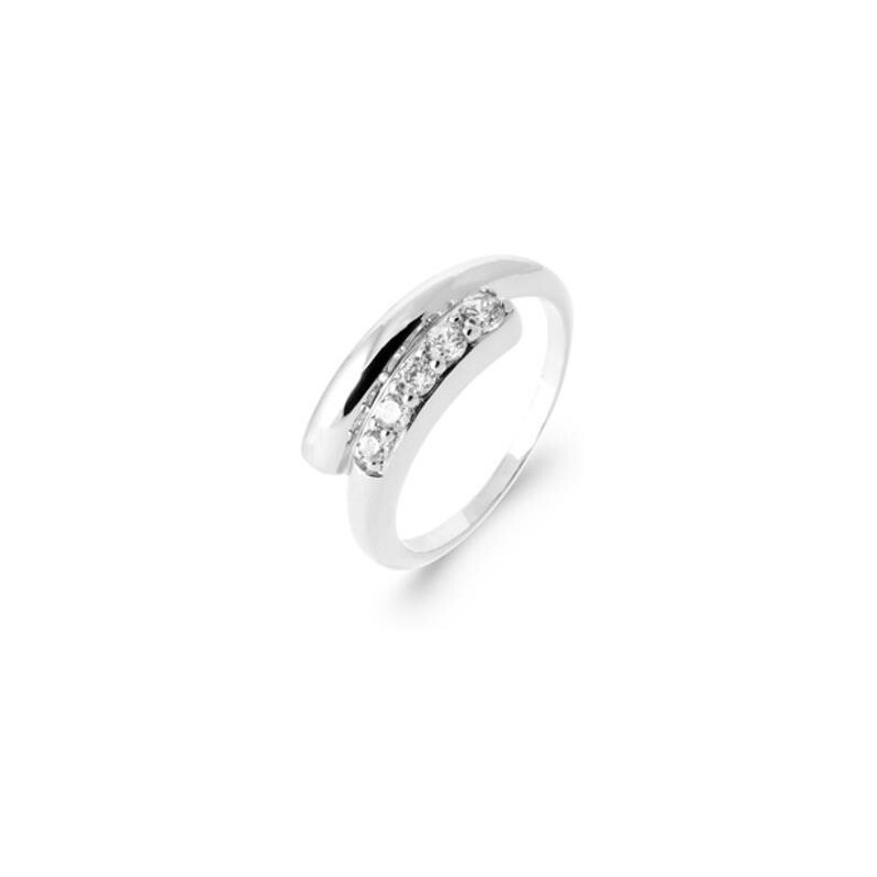 Bague en argent rhodié et oxyde de zirconium - bijouterie haillot la seyne sur mer