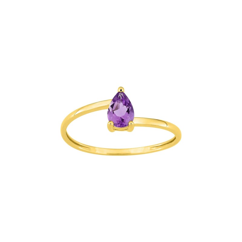Bague en or jaune et améthyste
