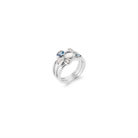 Bague en argent rhodié, oxydes de zirconium et pierre de couleur - bijouterie haillot la seyne sur mer