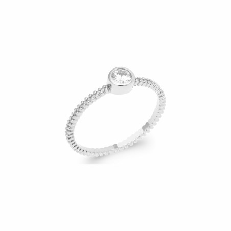 Bague en argent rhodié et oxydes de zirconium - bijouterie haillot la seyne sur mer
