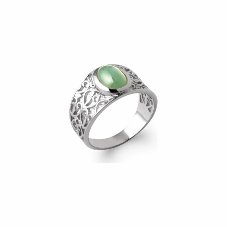 Bague en argent rhodié et aventurine - bijouterie haillot la seyne sur mer
