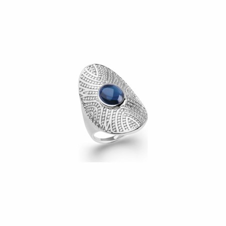 Bague en argent rhodié et pierre synthétique - bijouterie haillot la seyne sur mer