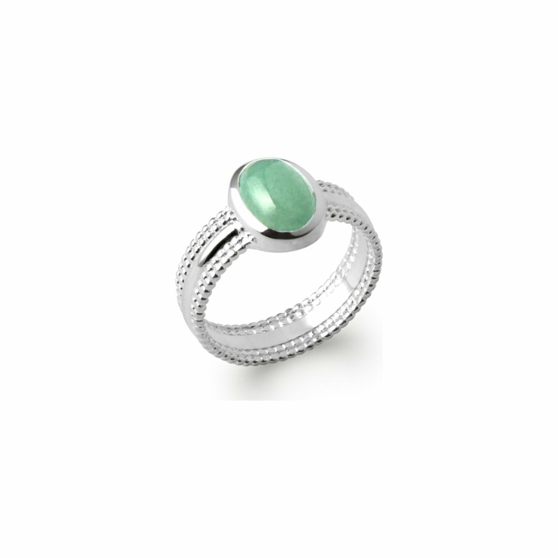 Bague en argent rhodié et aventurine - bijouterie haillot la seyne sur mer