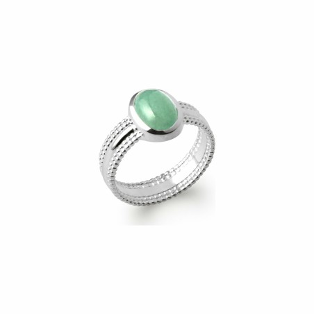Bague en argent rhodié et aventurine - bijouterie haillot la seyne sur mer