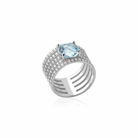 Bague en argent rhodié, oxydes de zirconium et pierre synthétique - bijouterie haillot la seyne sur mer