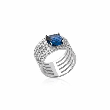 Bague en argent rhodié, oxydes de zirconium et pierre synthétique - bijouterie haillot la seyne sur mer