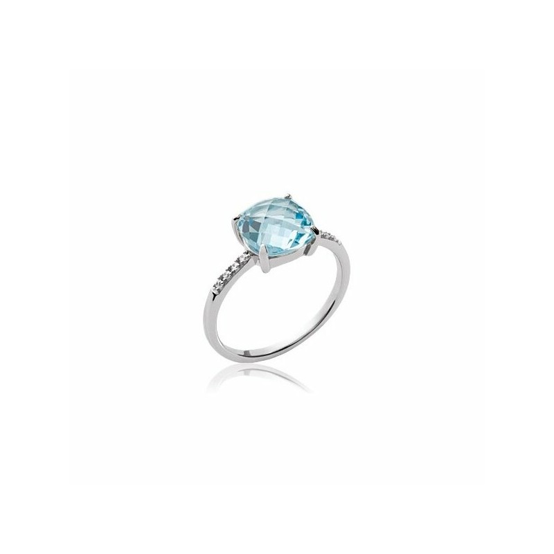 Bague en argent rhodié et pierre synthétique - bijouterie haillot la seyne sur mer