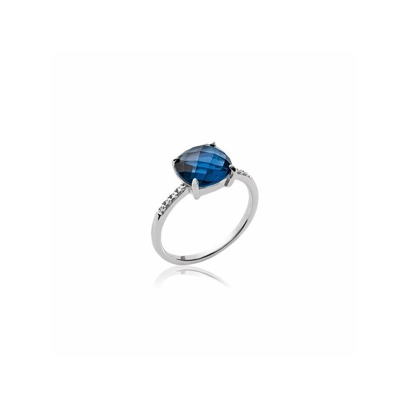 Bague en argent rhodié et pierre synthétique - bijouterie haillot la seyne sur mer