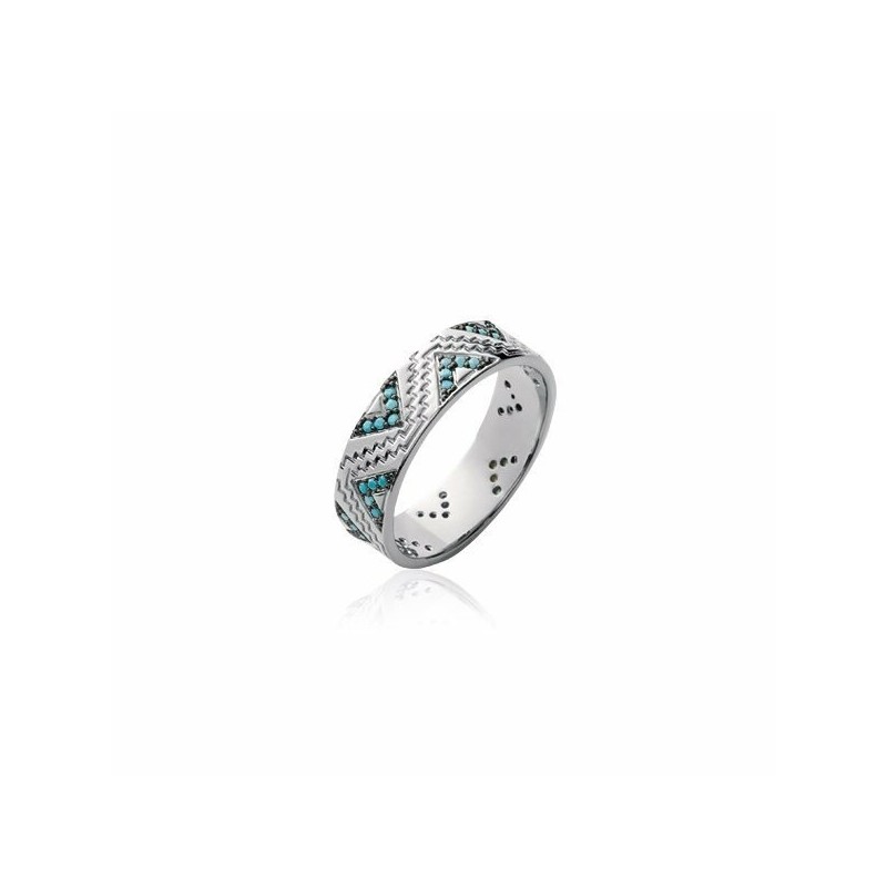 Bague en argent rhodié et turquoises synthétiques - bijouterie haillot la seyne sur mer