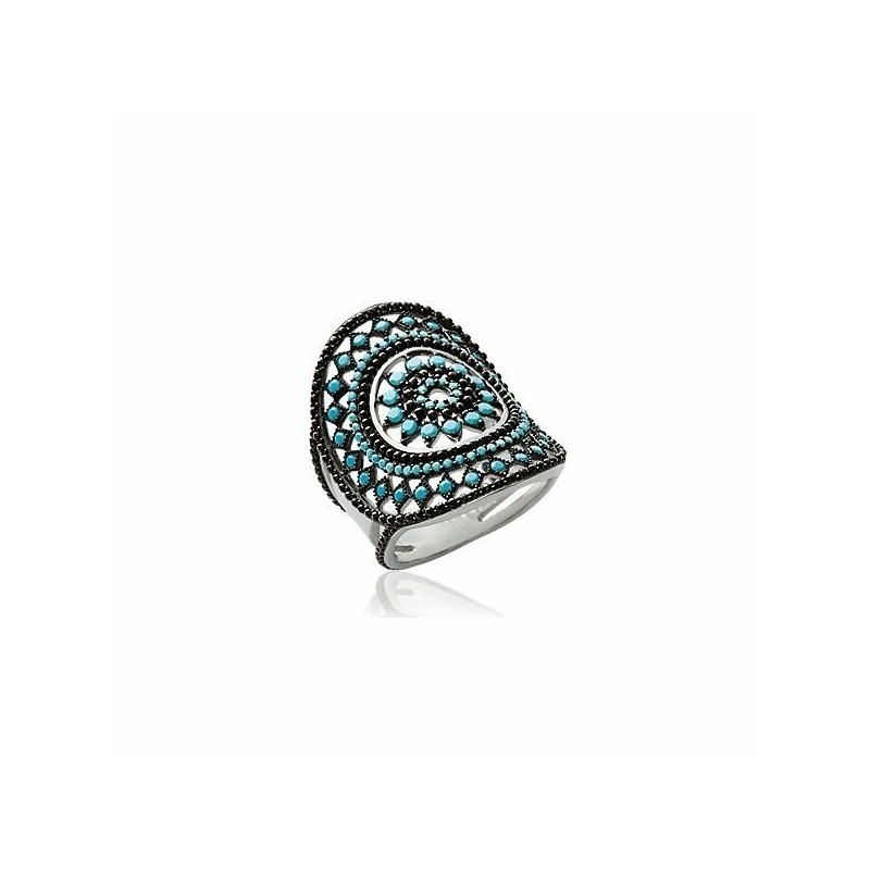 Bague en argent rhodié et pierre synthétique - bijouterie haillot la seyne sur mer