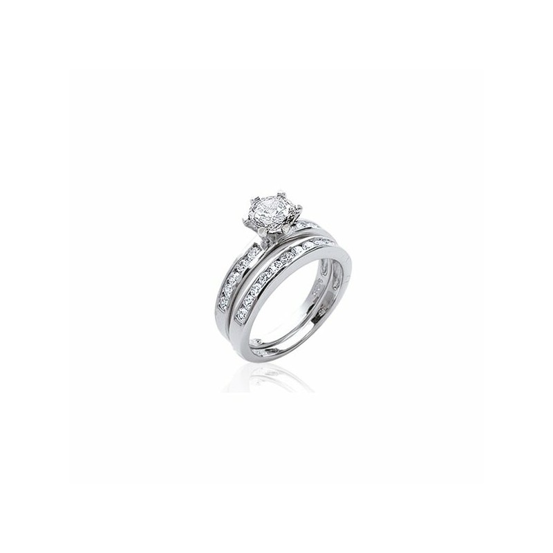 Bague en argent rhodié et oxydes de zirconium - bijouterie haillot la seyne sur mer