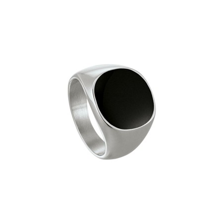 Bague Jourdan Bijoux Héritage Métal Acier Veligenda en acier et résine noire - bijouterie haillot la seyne sur mer