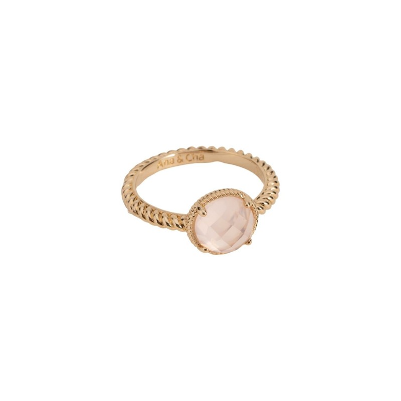 Bague Ana & Cha Lisette en plaqué or jaune et quartz rose - bijouterie haillot la seyne sur mer