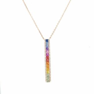 Collier en or rose de la collection Rainbow de Paris Vendome avec des saphirs et diamants