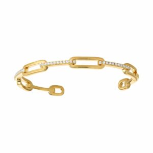 Bracelet jonc doré en argent avec des oxydes de zirconium Charles Garnier ref AGF170030B
