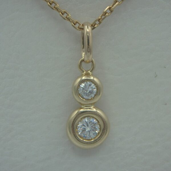 pendentif en forme de goutte avec 2 diamants, pendentif d'occasion en or 18 karats